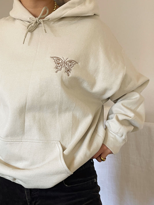 Butterfly Calligraphy Hoodie - Sand