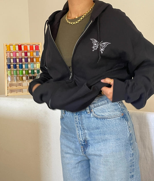 Butterfly Calligraphy Full-Zip Hoodie