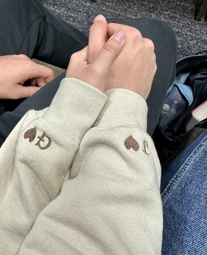 Initials on clearance hoodie sleeve