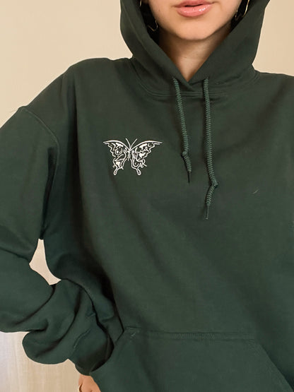 Butterfly Calligraphy Hoodie - Forest Green