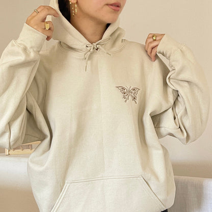 Butterfly Calligraphy Hoodie - Sand
