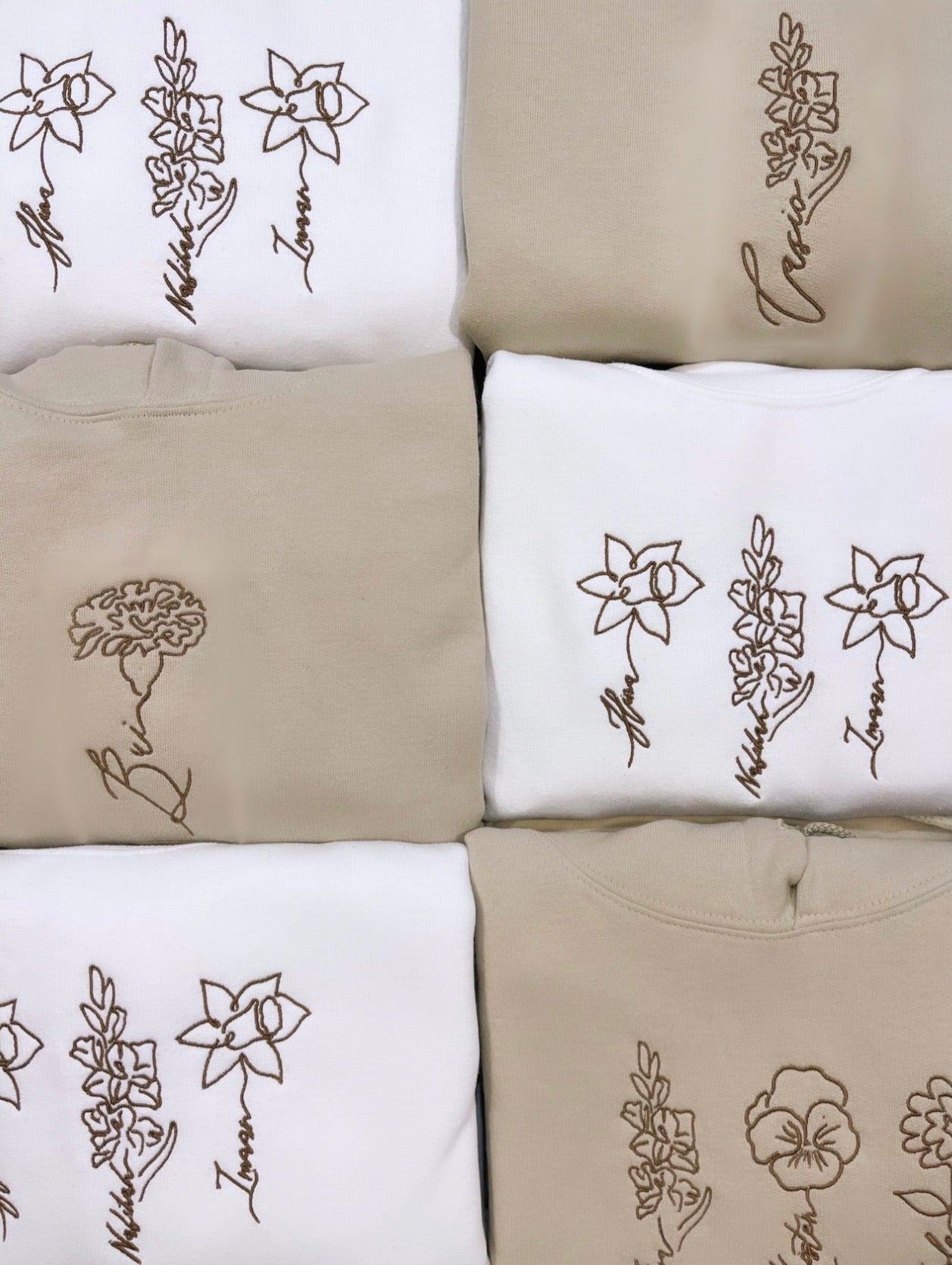 Custom Embroidered Birth Flower Sweatshirts